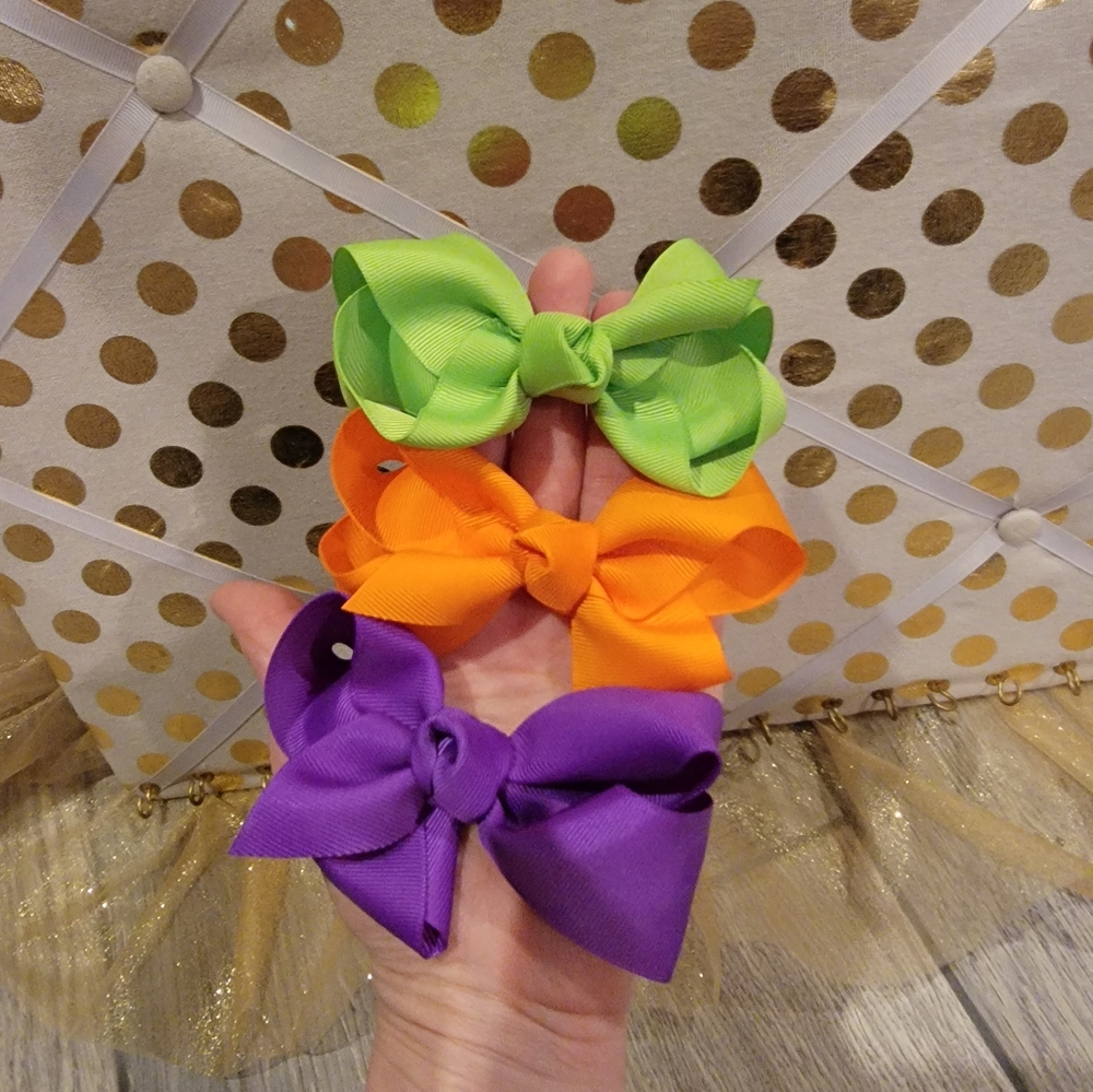 Girls 3 Pack Hair Bow Clips